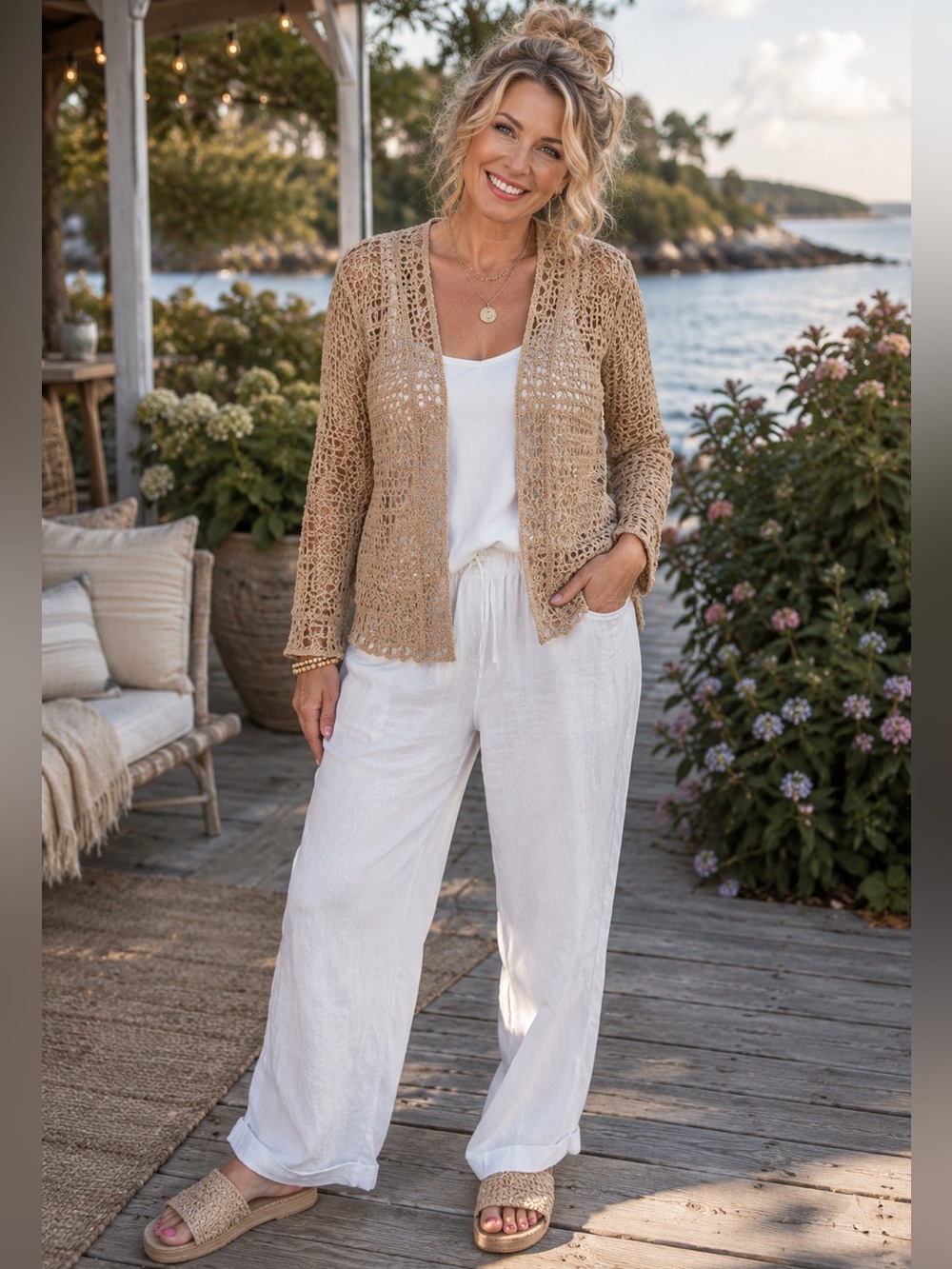 Kroshetta Papillon Beaded Crochet Cardigan Boho Festival Coastal S